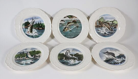 Set of Six "Delano Studios Selauket Long Island, New York" Dinner Plates