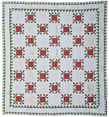 Antique Pennsylvania Red and Green Patchwork Quilt, 19th Century