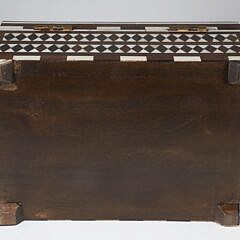 Teak Wood and Bone Geometric Inlaid Box