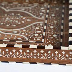 Teak Wood and Bone Elaborately Inlaid Serving Tray