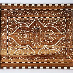 Teak Wood and Bone Elaborately Inlaid Serving Tray