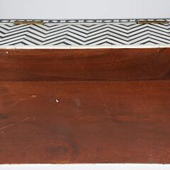 Teak Wood and Bone Geometric Inlaid Box
