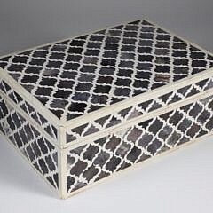 Teakwood and Bone Geometric Inlaid Box