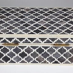 Teakwood and Bone Geometric Inlaid Box