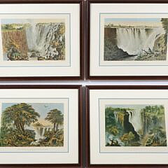 Four Framed 1865 Lithographs of Waterfalls by T. Baines