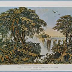 Four Framed 1865 Lithographs of Waterfalls by T. Baines