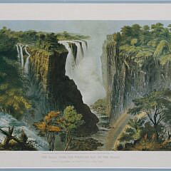 Four Framed 1865 Lithographs of Waterfalls by T. Baines
