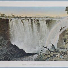 Four Framed 1865 Lithographs of Waterfalls by T. Baines