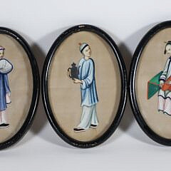 Set of Six Chinese Export Watercolors on Paper, 19th Century
