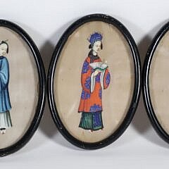 Set of Six Chinese Export Watercolors on Paper, 19th Century
