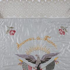 Framed Souvenir de France Silk Embroidered Panel World War I Era circa 1917-20