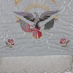 Framed Souvenir de France Silk Embroidered Panel World War I Era circa 1917-20