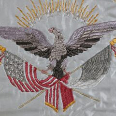 Framed Souvenir de France Silk Embroidered Panel World War I Era circa 1917-20