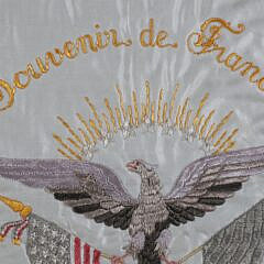 Framed Souvenir de France Silk Embroidered Panel World War I Era circa 1917-20