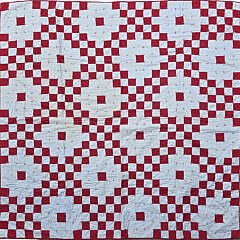 Antique American Red and White Friendship Quilt