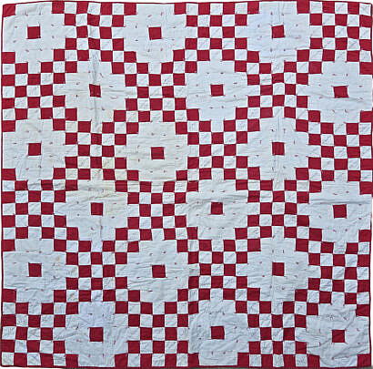 Antique American Red and White Friendship Quilt