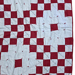 Antique American Red and White Friendship Quilt
