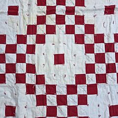 Antique American Red and White Friendship Quilt