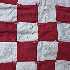 Antique American Red and White Friendship Quilt