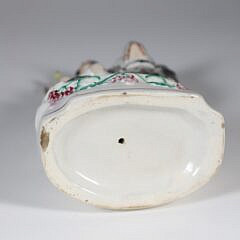 Staffordshire Figural of a King Charles Spaniel and Woman and Bird