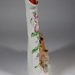 Staffordshire Spill Vase with Lion and Two Cubs Reclining Under a Tree