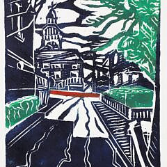 John Carruthors Artist Proof Woodcut “Unitarian Church from Ray’s Court”