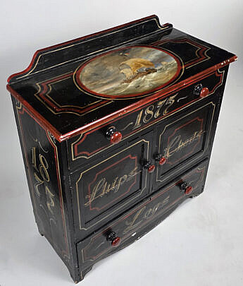 Vintage Antique Style Nautical Maritime Painted Chest of Drawers, Ships Charts Logs 1875