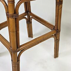 Pair of Coastal Rattan and Bamboo Barstools
