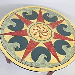 Vintage Hand Painted Tumbling Wave and Star Nautical Table, late 20th century