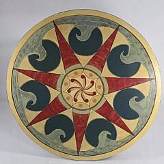 Vintage Hand Painted Tumbling Wave and Star Nautical Table, late 20th century