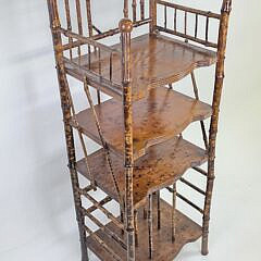 Antique, “Tortoiseshell”, Bamboo Four-Tier Etagere Bookshelf, 19th century