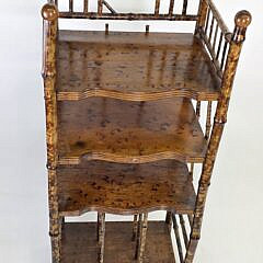 Antique, “Tortoiseshell”, Bamboo Four-Tier Etagere Bookshelf, 19th century
