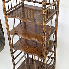 Antique, “Tortoiseshell”, Bamboo Four-Tier Etagere Bookshelf, 19th century