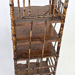 Antique, “Tortoiseshell”, Bamboo Four-Tier Etagere Bookshelf, 19th century