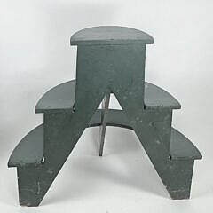 Vintage Green Painted Three-Tier Bucket Bench, 20th century