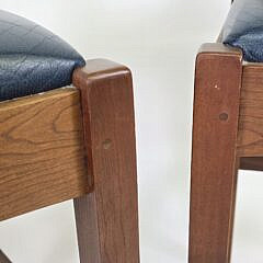 Pair of Signed Stickley Leather Highback Mission Style Barstools