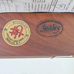 Pair of Signed Stickley Leather Highback Mission Style Barstools
