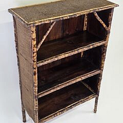 Antique, “Tortoiseshell”, Bamboo Three-Tier Bookshelf, 19th century