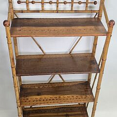 Large Antique Bamboo Four-Tier Etagere Bookshelf, 19th century