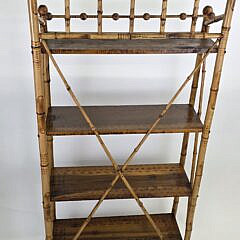 Large Antique Bamboo Four-Tier Etagere Bookshelf, 19th century