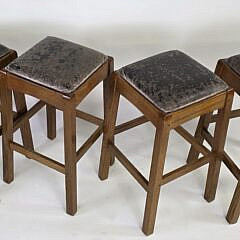 Four Signed Stickley Leather Counter Height Mission StyleBarstools