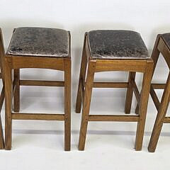 Four Signed Stickley Leather Counter Height Mission StyleBarstools