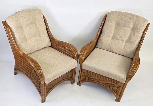 4978-955 Pair Rattan Chairs A