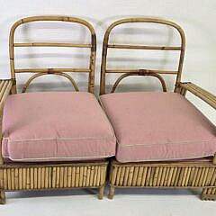 Vintage Bamboo and Rattan Three-Piece Settee and Coffee Table, 20th century