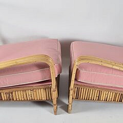 Vintage Bamboo and Rattan Three-Piece Settee and Coffee Table, 20th century