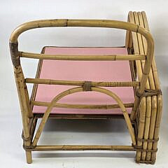 Vintage Bamboo and Rattan Three-Piece Settee and Coffee Table, 20th century