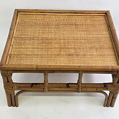 Vintage Bamboo and Rattan Three-Piece Settee and Coffee Table, 20th century