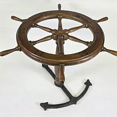 Vintage Ships Wheel and Anchor Nautical Coffee Table, 20th century