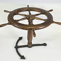 Vintage Ships Wheel and Anchor Nautical Coffee Table, 20th century