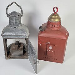 Two Large Antique Ships Light Lanterns
